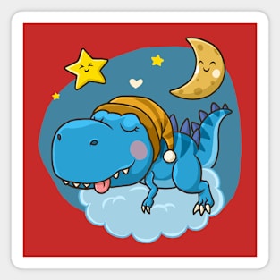 cute dino sleeping moon Magnet